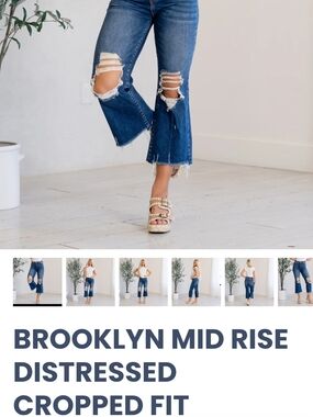 NWT Zenana Distressed Cropped Flare Jeans - Blue